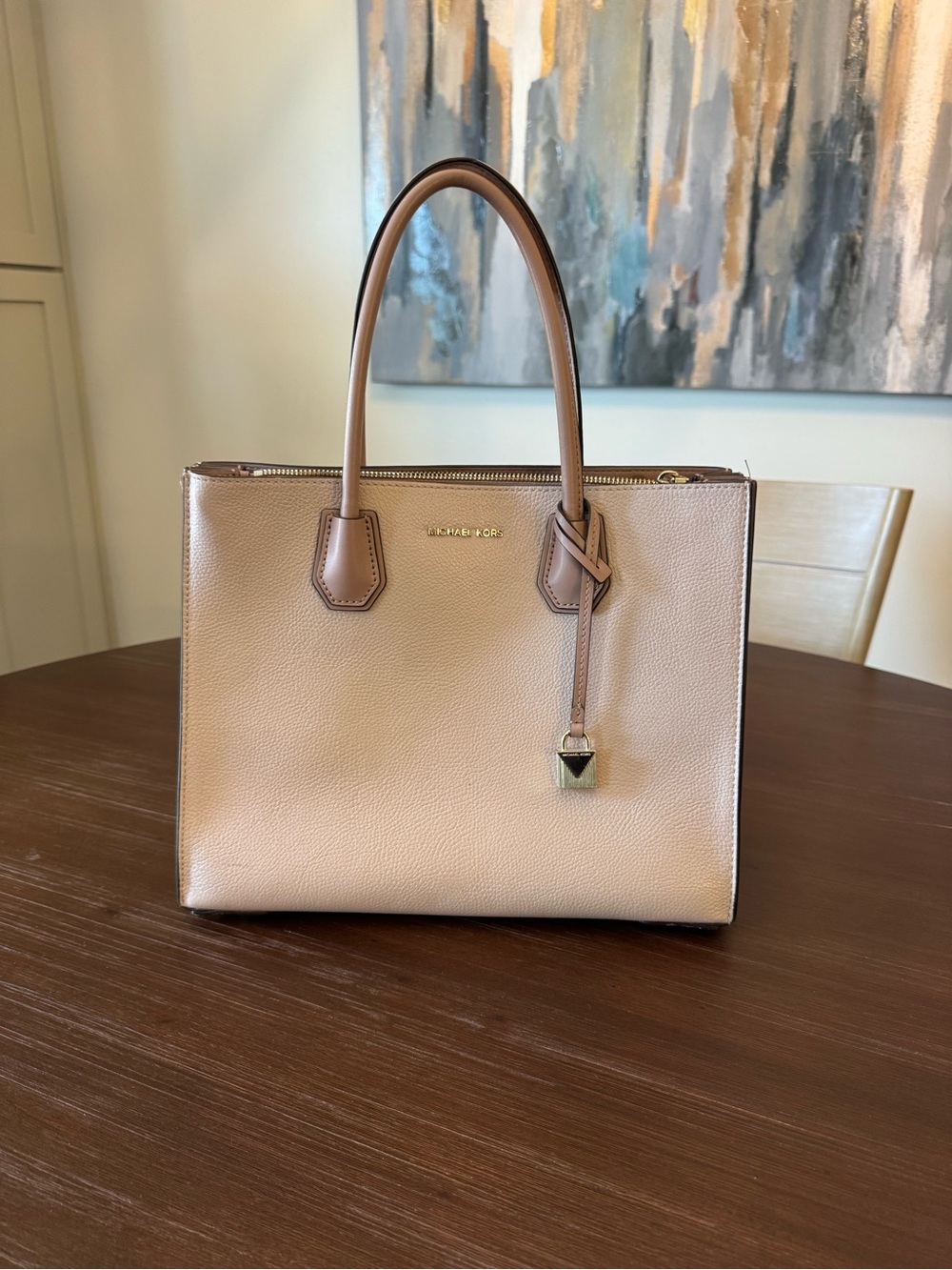 Michael Kors Leather Satchel in Blush Pink
